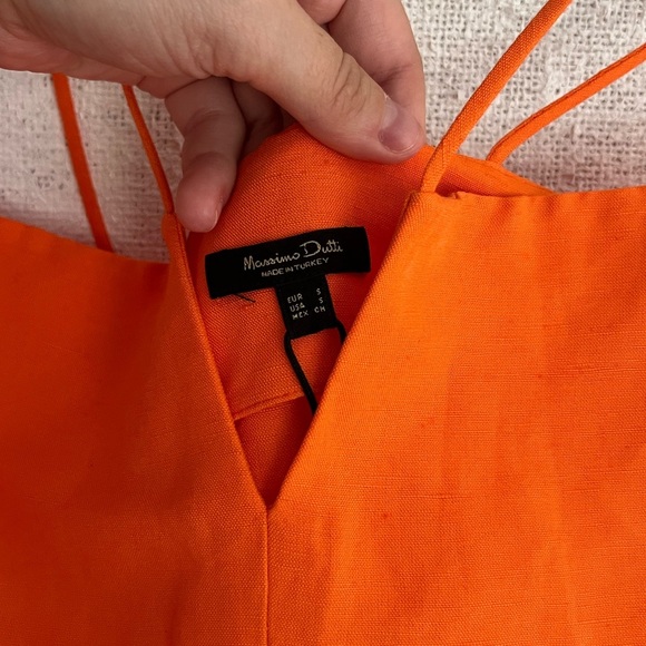Massimo Dutti Bright Orange Strappy Linen Dress, NWT - Picture 11 of 15